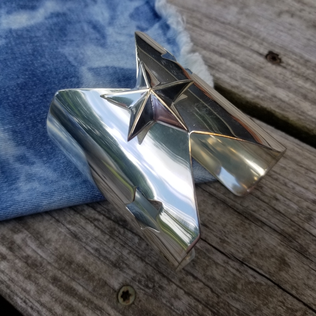 Star Silver On Brass Cuff Bracelet